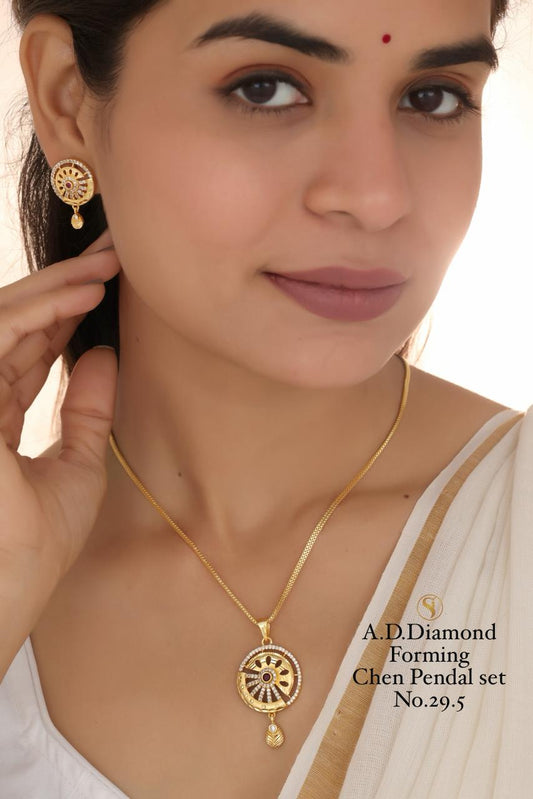 Premium Quality Imitation Jewellery AD Chain Pendant Set Style026