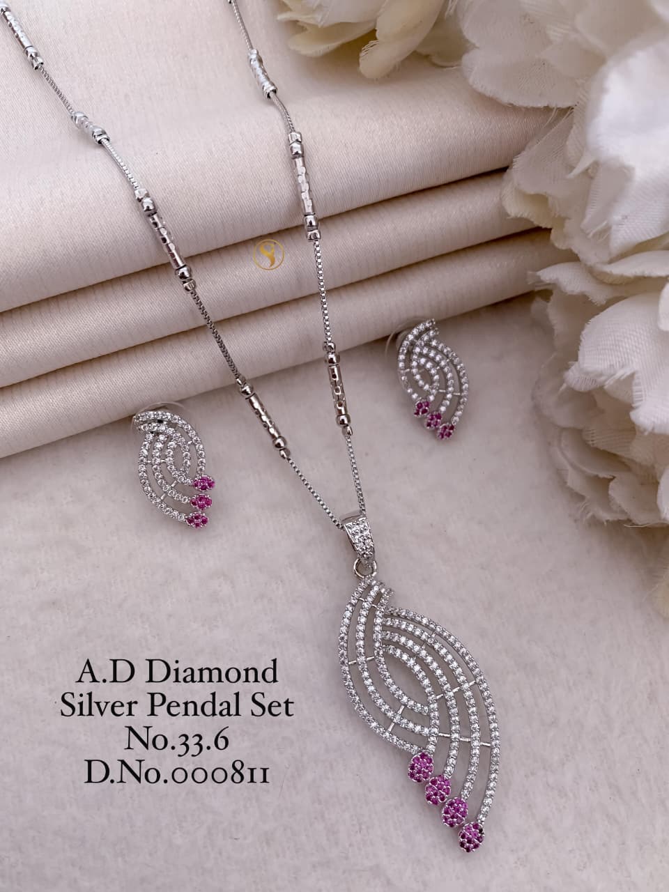Premium Quality Imitation Jewellery AD Pendant Set ADPS040