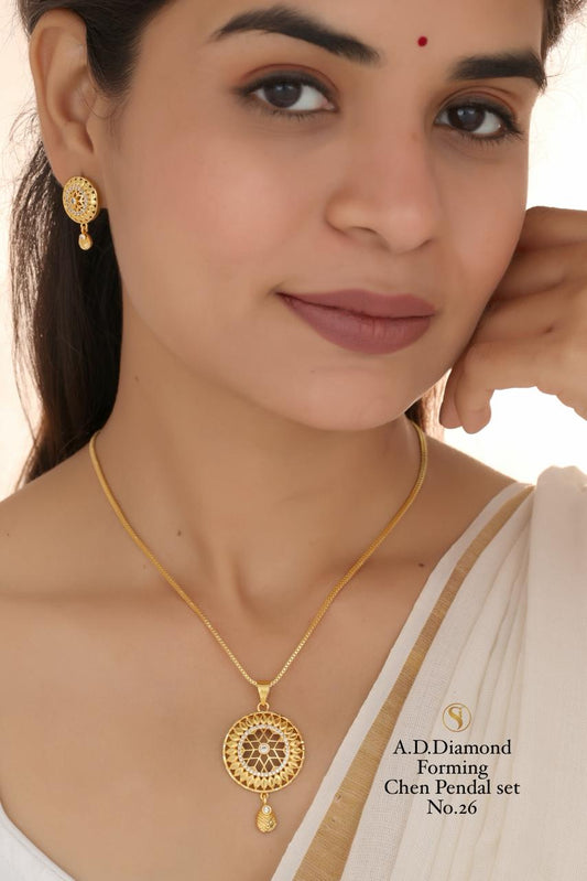 Premium Quality Imitation Jewellery AD Chain Pendant Set Style027