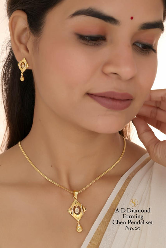 Premium Quality Imitation Jewellery AD Chain Pendant Set Style028