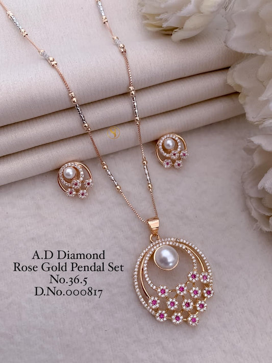 Premium Quality Imitation Jewellery AD Pendant Set ADPS038