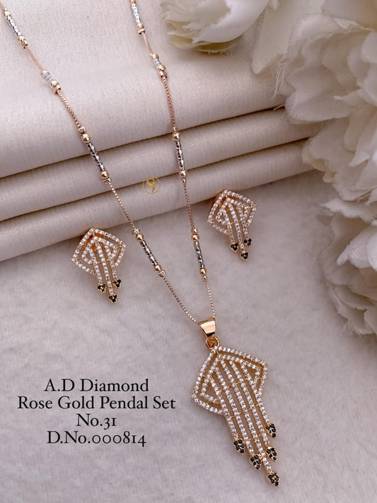 Premium Quality Imitation Jewellery AD Pendant Set ADPS037