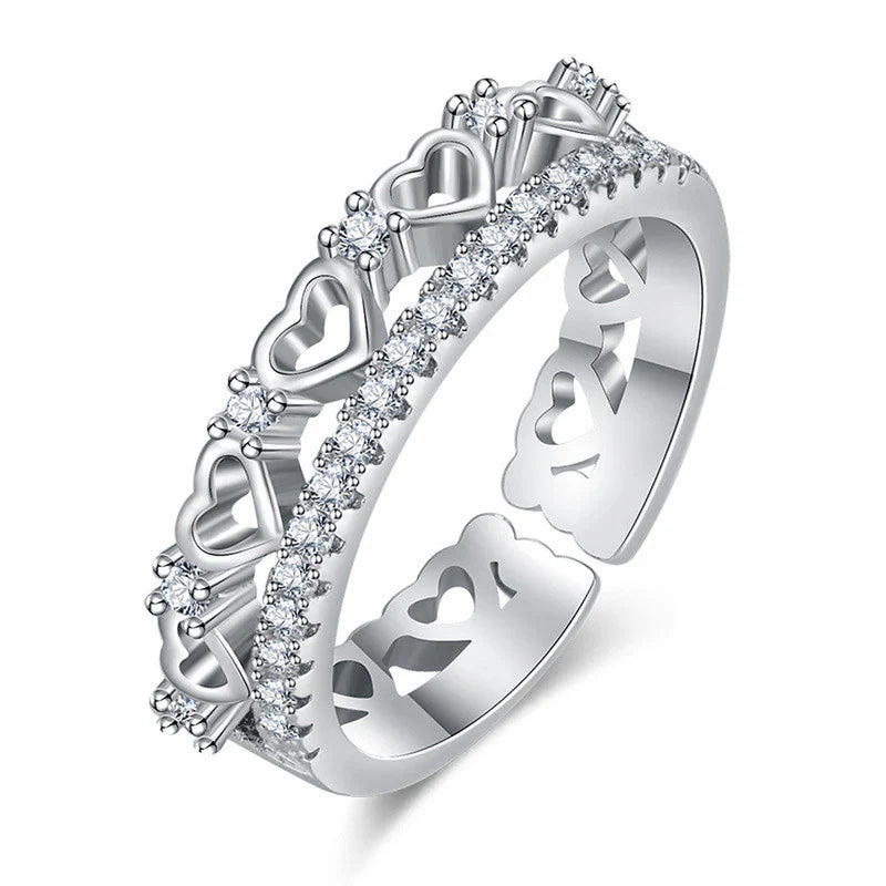 American Diamond Studded Hearts inspired Contemporary Finger Ring