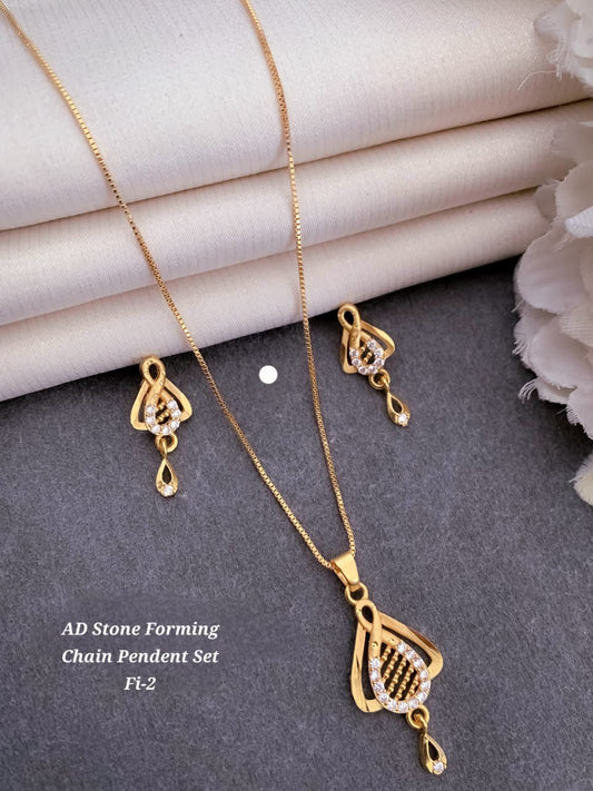 Premium Quality Imitation Jewellery AD Pendant Set ADPS022