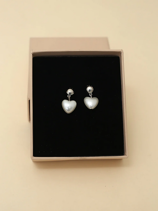 Gold Plated Heart Theme Pearl Katelyn Earrings