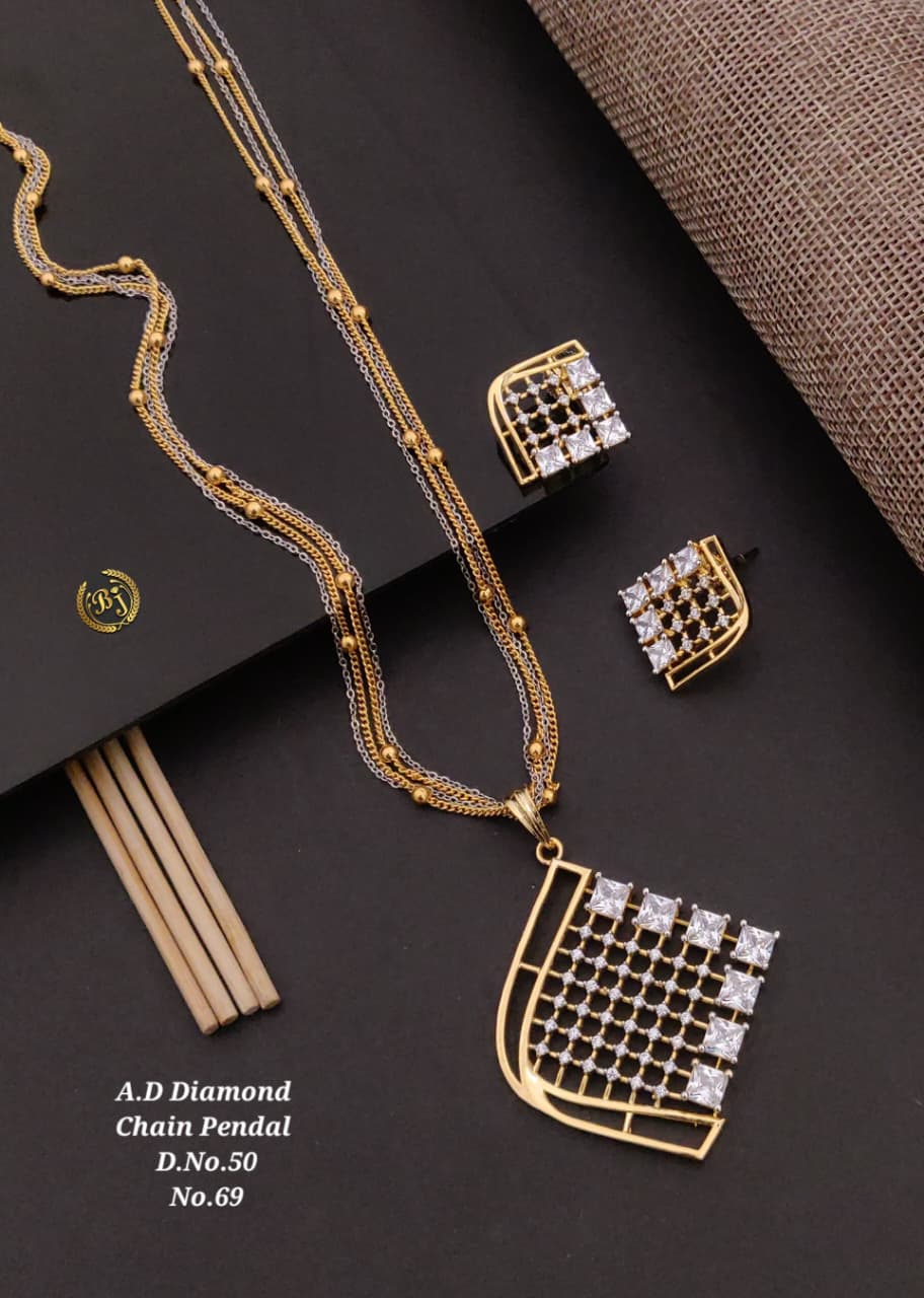 Premium Quality Imitation Jewellery AD Pendant Set ADPS048