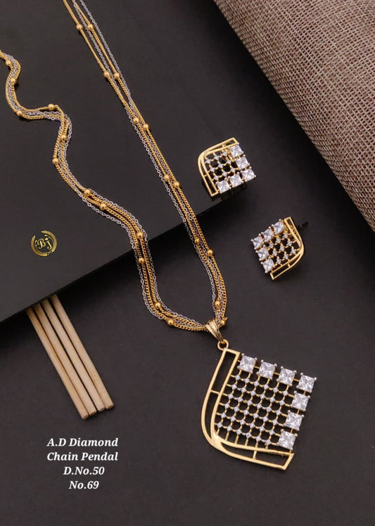 Premium Quality Imitation Jewellery AD Pendant Set ADPS048