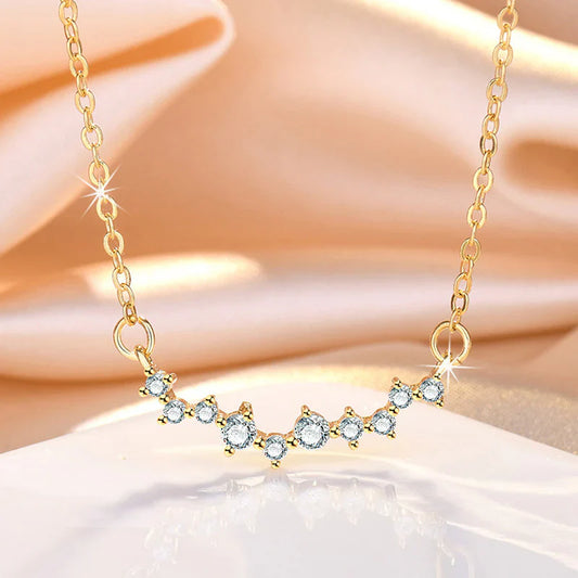 Gold Plated American Diamond Studded Contemporary Korean Pendant