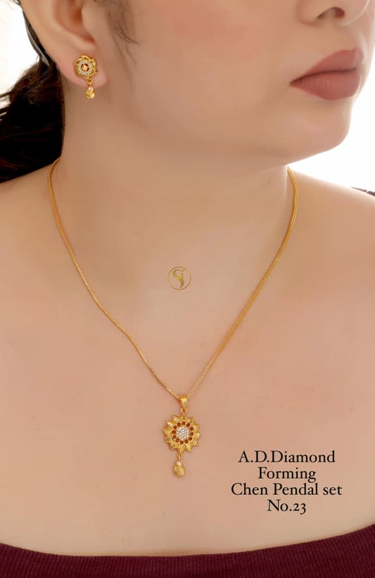 Premium Quality Imitation Jewellery AD Chain Pendent Set Style002
