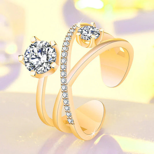 American Diamond Studded Contemporary Korean Finger Ring