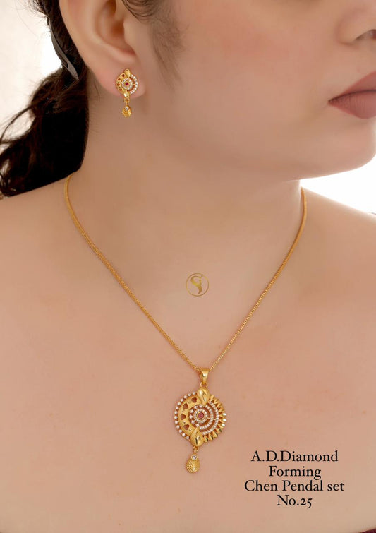 Premium Quality Imitation Jewellery AD Chain Pendent Set Style003