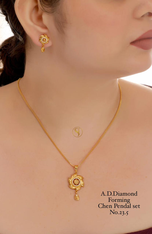 Premium Quality Imitation Jewellery AD Chain Pendant Set Style030