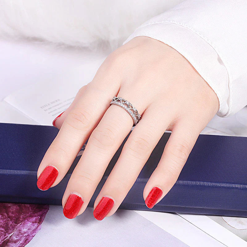 American Diamond Studded Hearts inspired Contemporary Finger Ring