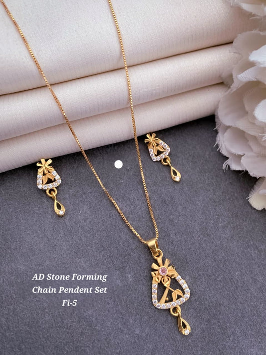 Premium Quality Imitation Jewellery AD Pendant Set ADPS024
