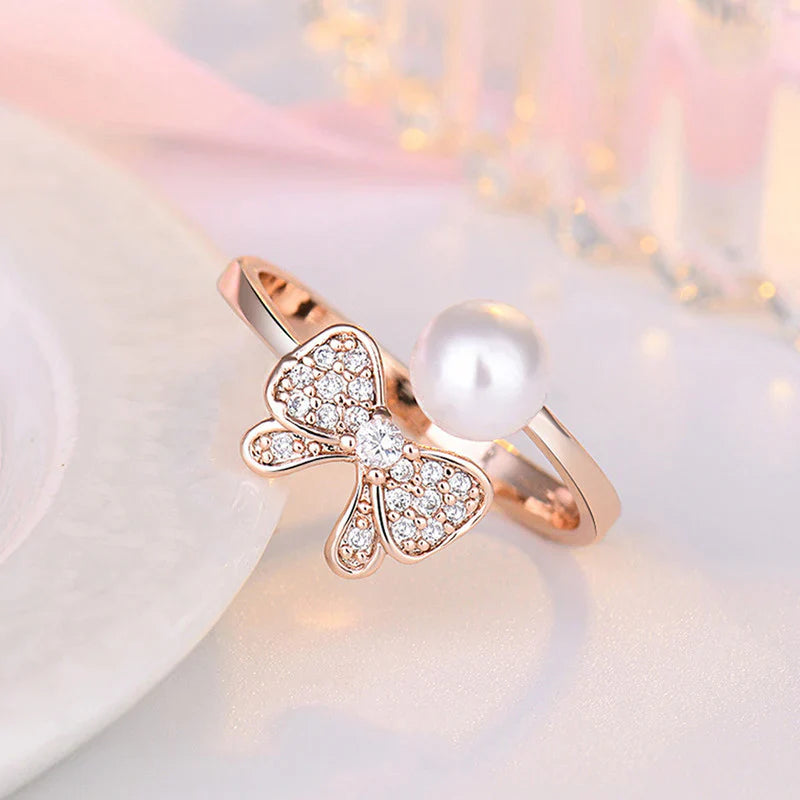 American Diamond Studded Butterfly Shape Contemporary Korean Finger Ring