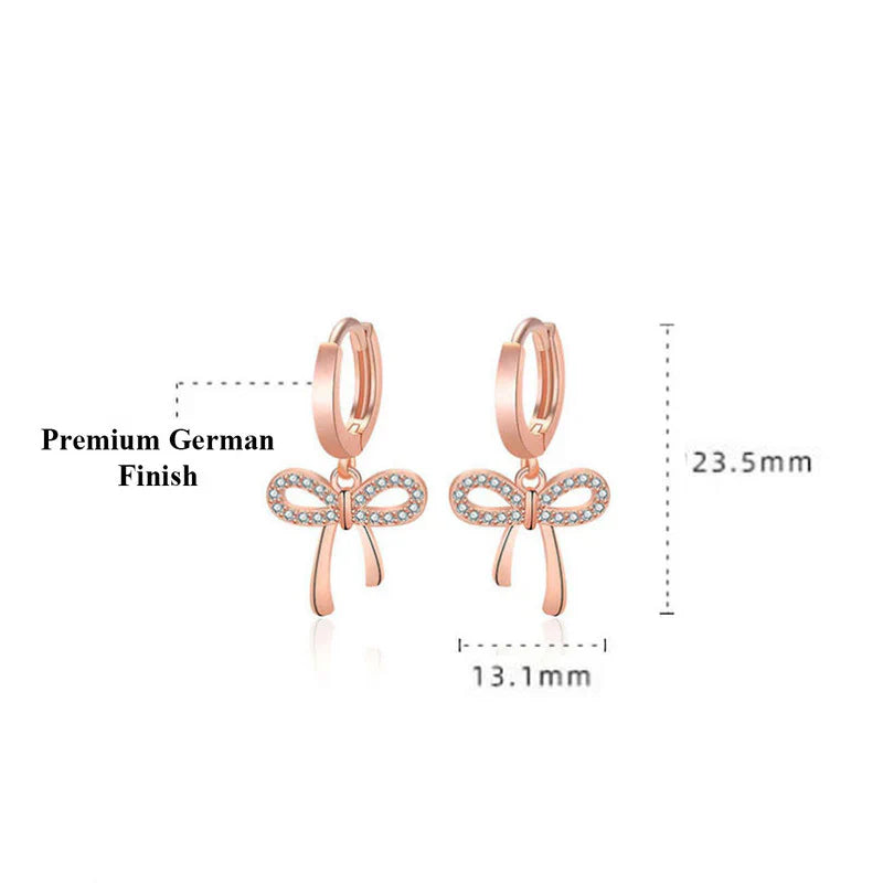 Rose Gold Plated American Diamond Studded Bow-Tie Shape Korean Stud Earrings