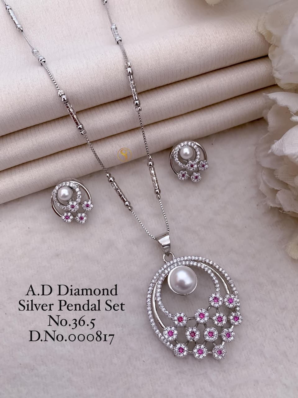 Premium Quality Imitation Jewellery AD Pendant Set ADPS038
