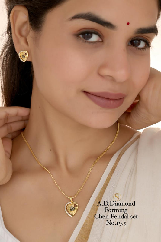Premium Quality Imitation Jewellery AD Chain Pendant Set Style035