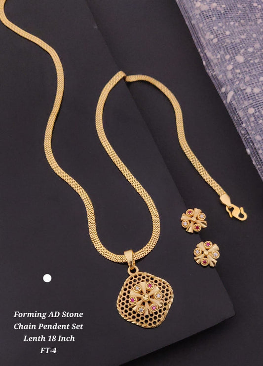 Premium Quality Imitation Jewellery AD Pendant Set ADPS028
