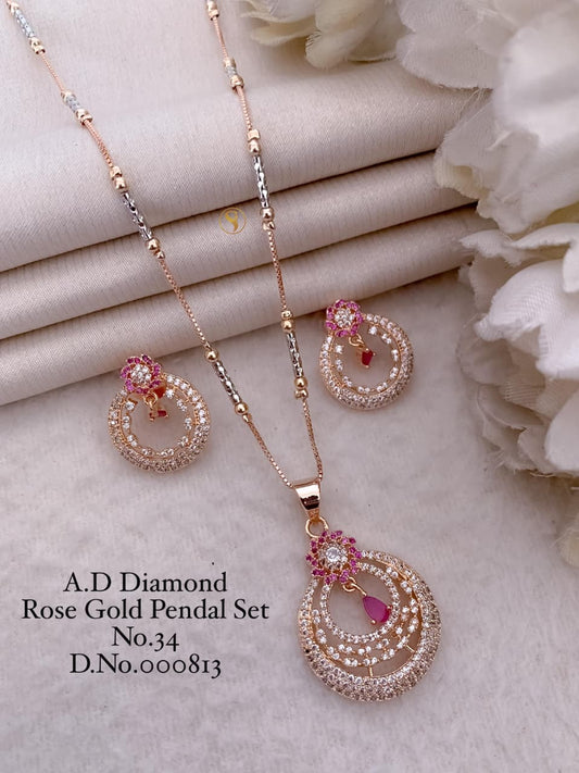 Premium Quality Imitation Jewellery AD Pendant Set ADPS045
