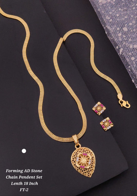 Premium Quality Imitation Jewellery AD Pendant Set ADPS029