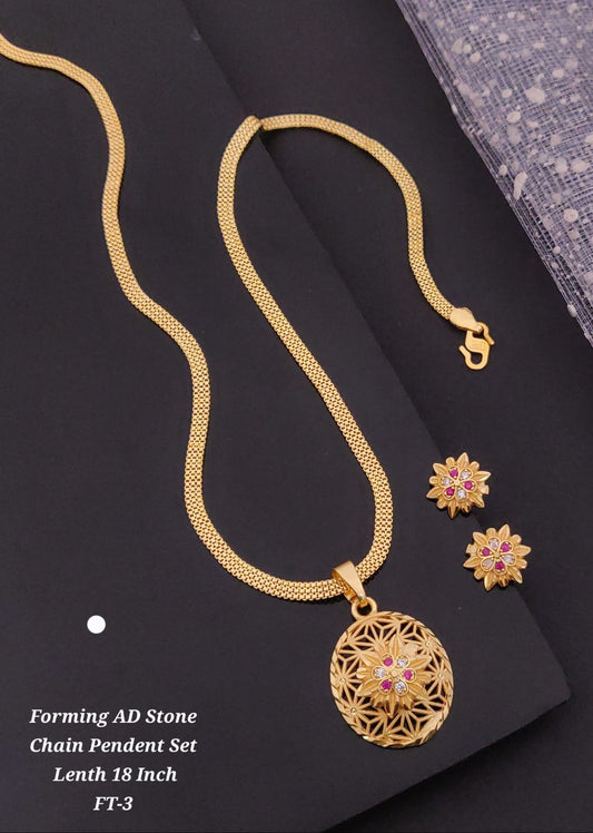 Premium Quality Imitation Jewellery AD Pendant Set ADPS030