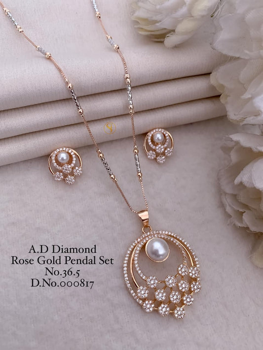 Premium Quality Imitation Jewellery AD Pendant Set ADPS041