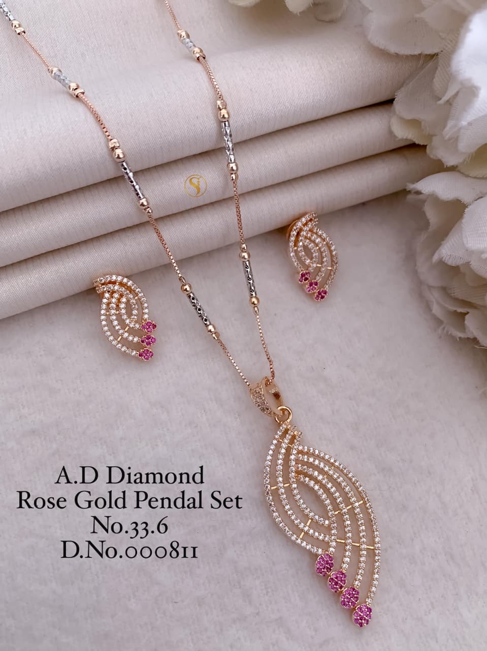 Premium Quality Imitation Jewellery AD Pendant Set ADPS040