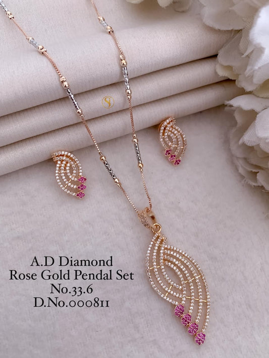 Premium Quality Imitation Jewellery AD Pendant Set ADPS040