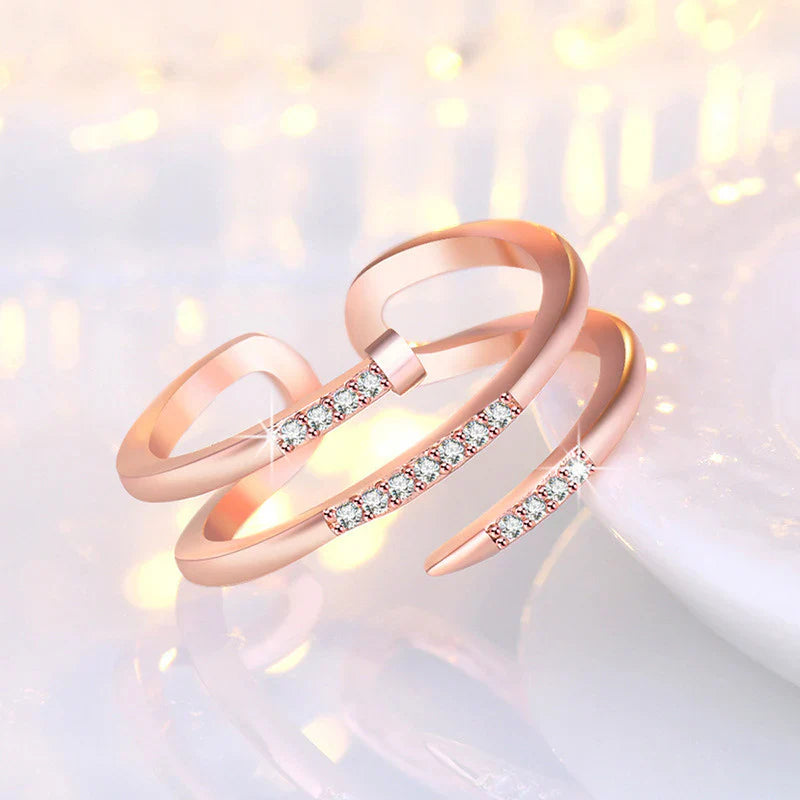 American Diamond Studded Nail Shape Contemporary Korean Finger Ring