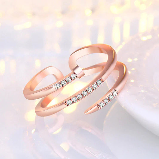 American Diamond Studded Nail Shape Contemporary Korean Finger Ring