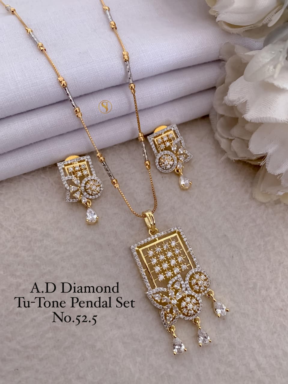 Premium Quality Imitation Jewellery AD Pendant Set ADPS031