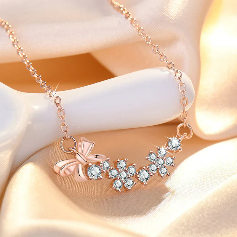 American Diamond Studded Bow-Tie Themed Contemporary Pendant