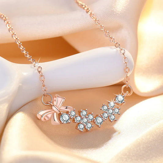 American Diamond Studded Bow-Tie Themed Contemporary Pendant