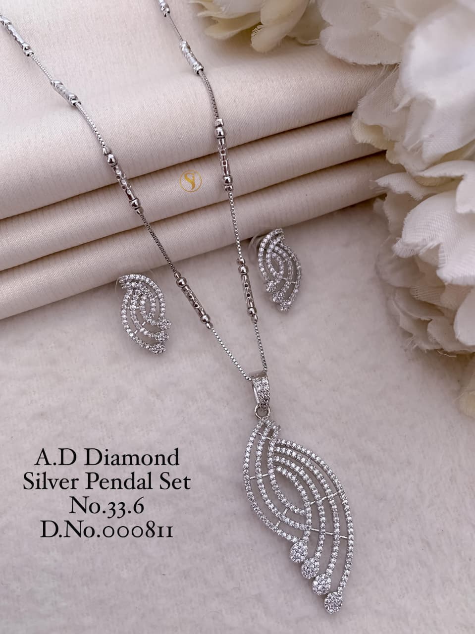 Premium Quality Imitation Jewellery AD Pendant Set ADPS046