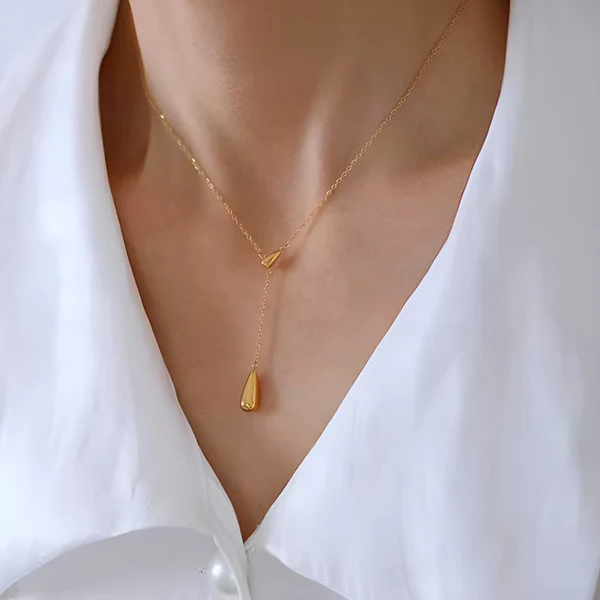 Gold Plated Stainless Steel Anti Tarnish Teardrop Pendant