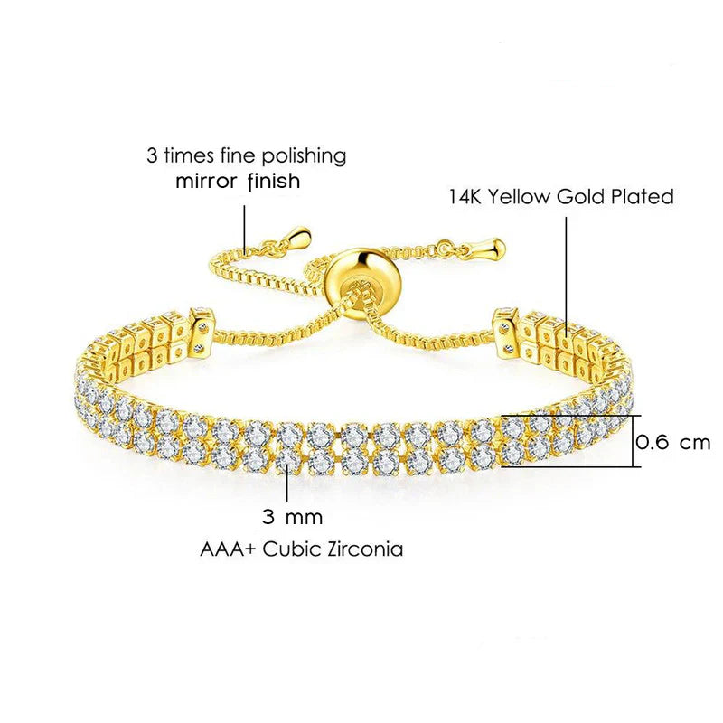 Round Cut Cubic Zirconia White Matrix Tennis Bracelet