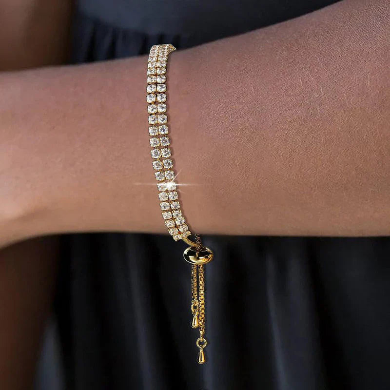 Round Cut Cubic Zirconia White Matrix Tennis Bracelet