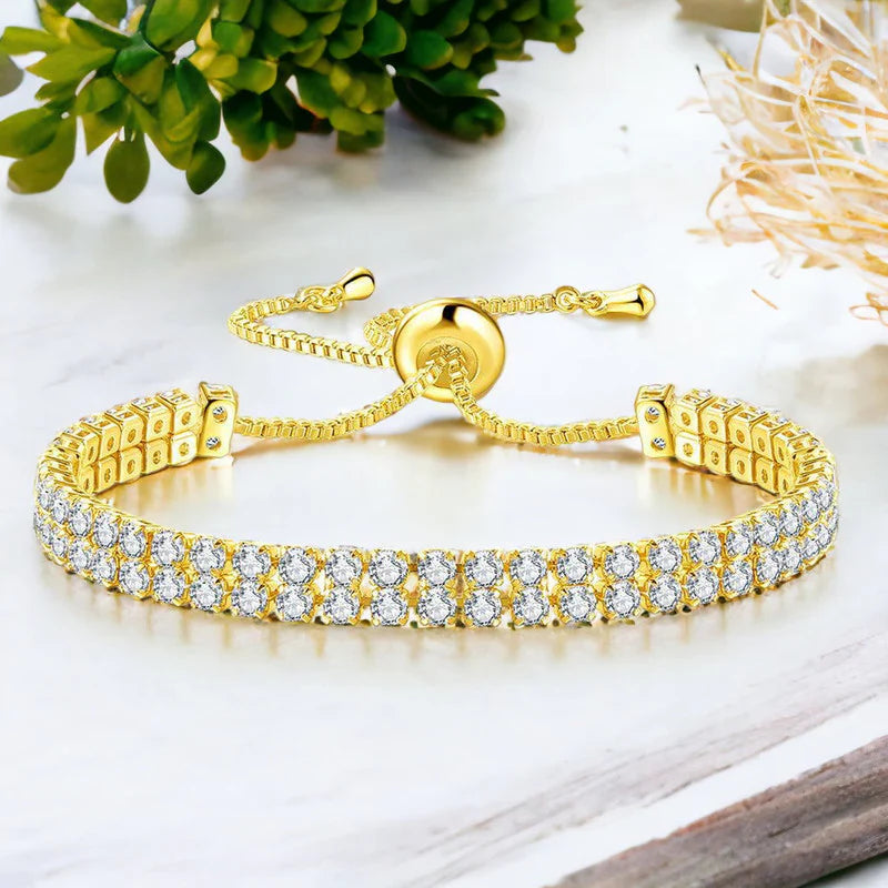 Round Cut Cubic Zirconia White Matrix Tennis Bracelet