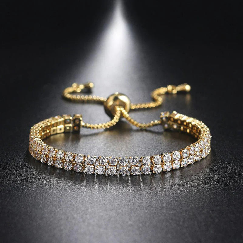Round Cut Cubic Zirconia White Matrix Tennis Bracelet