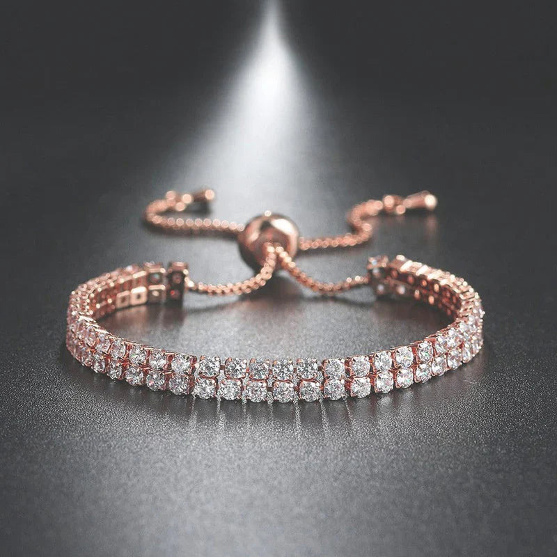 Round Cut Cubic Zirconia White Matrix Tennis Bracelet