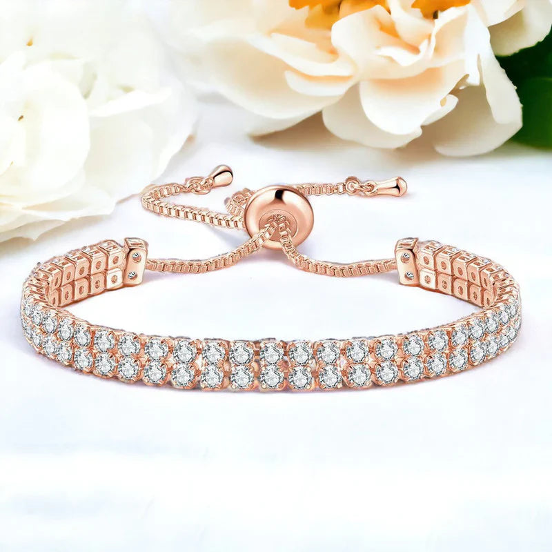 Round Cut Cubic Zirconia White Matrix Tennis Bracelet