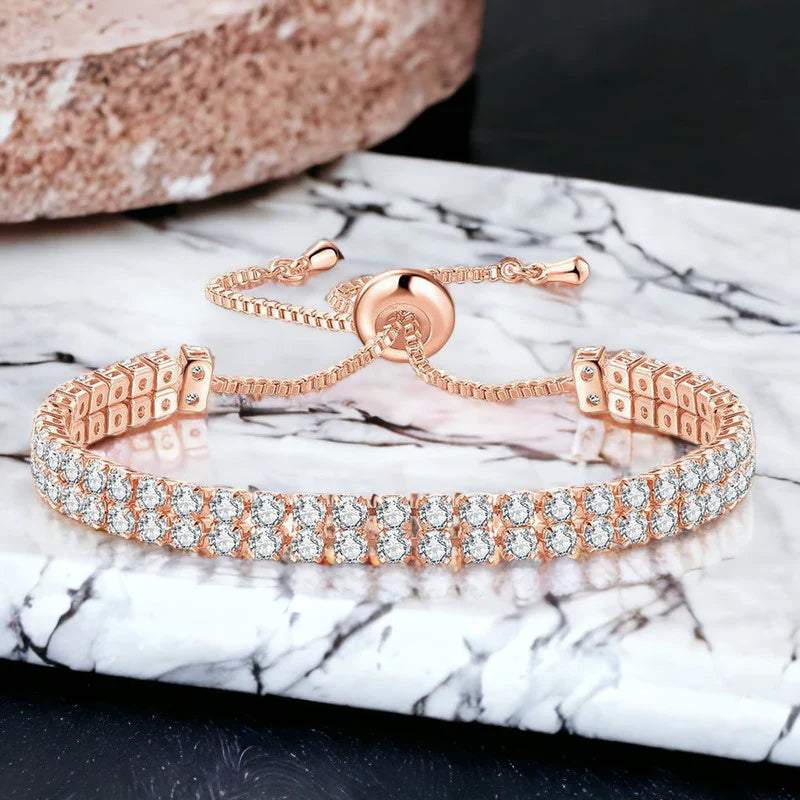 Round Cut Cubic Zirconia White Matrix Tennis Bracelet