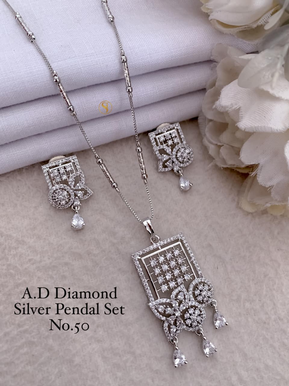 Premium Quality Imitation Jewellery AD Pendant Set ADPS031