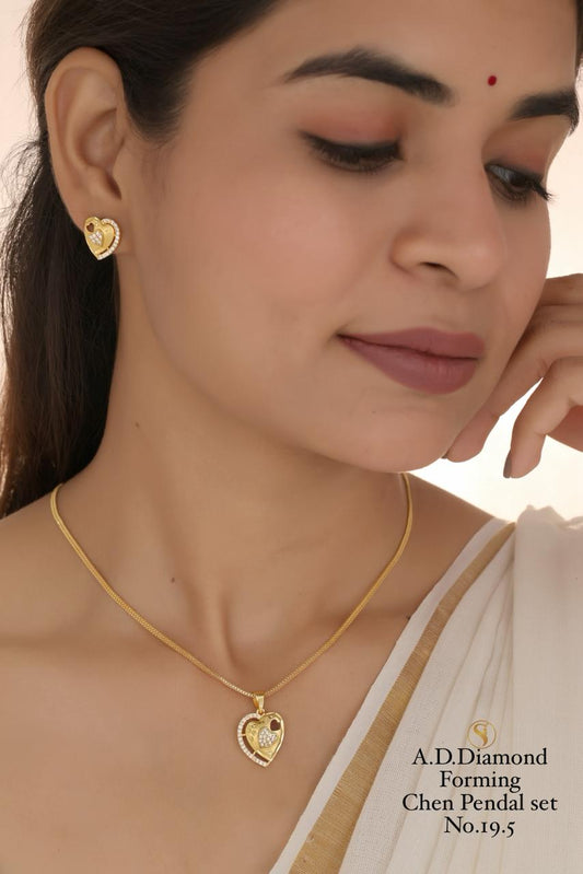 Premium Quality Imitation Jewellery AD Chain Pendant Set Style004