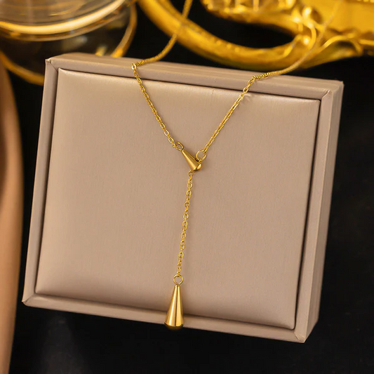 Gold Plated Stainless Steel Anti Tarnish Teardrop Pendant