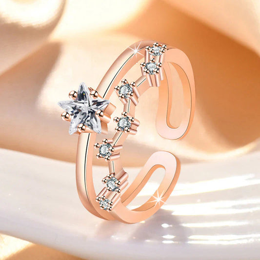 American Diamond Studded Star Shape Contemporary Korean Finger Ring