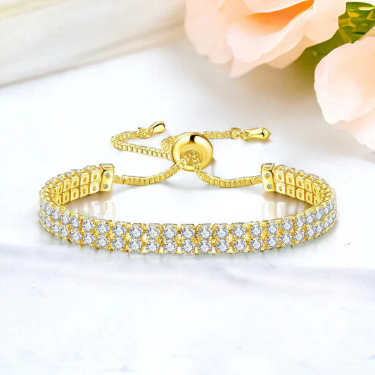 Round Cut Cubic Zirconia White Matrix Tennis Bracelet