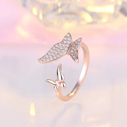American Diamond Studded Butterfly Shape Contemporary Finger Ring