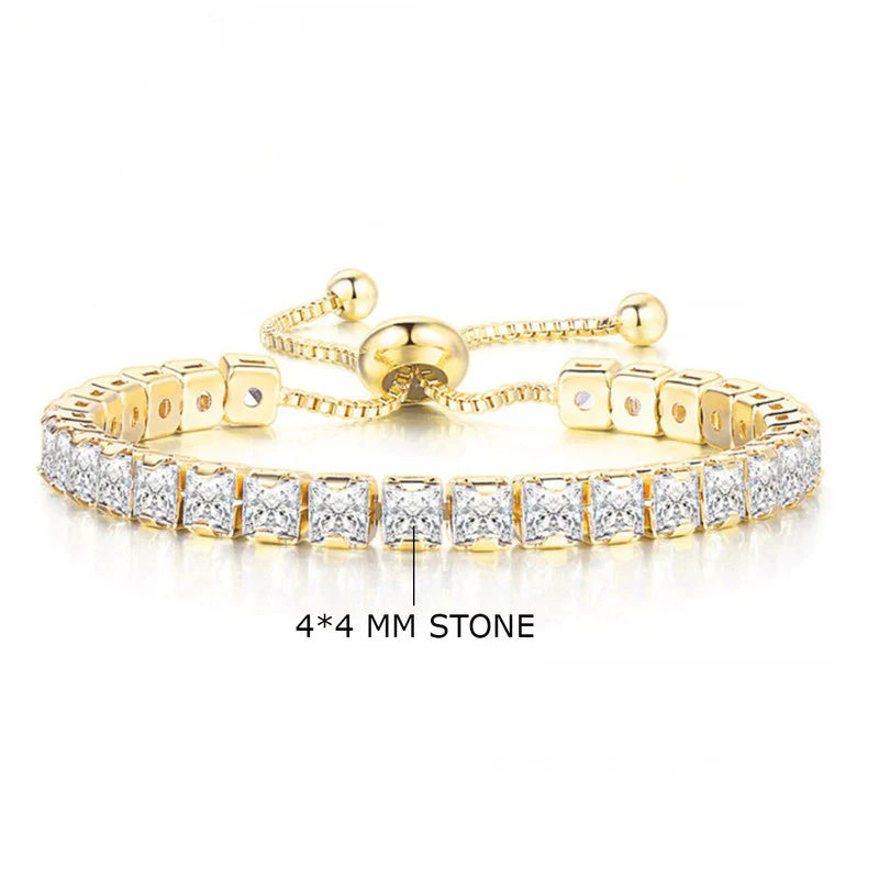 Square Cut Cubic Zirconia White Matrix Tennis Bracelet